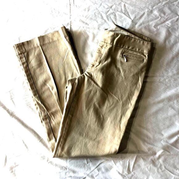 Banana Republic stretch zipper pocket wide leg khaki trouser pants womens 8 long - Picture 1 of 6